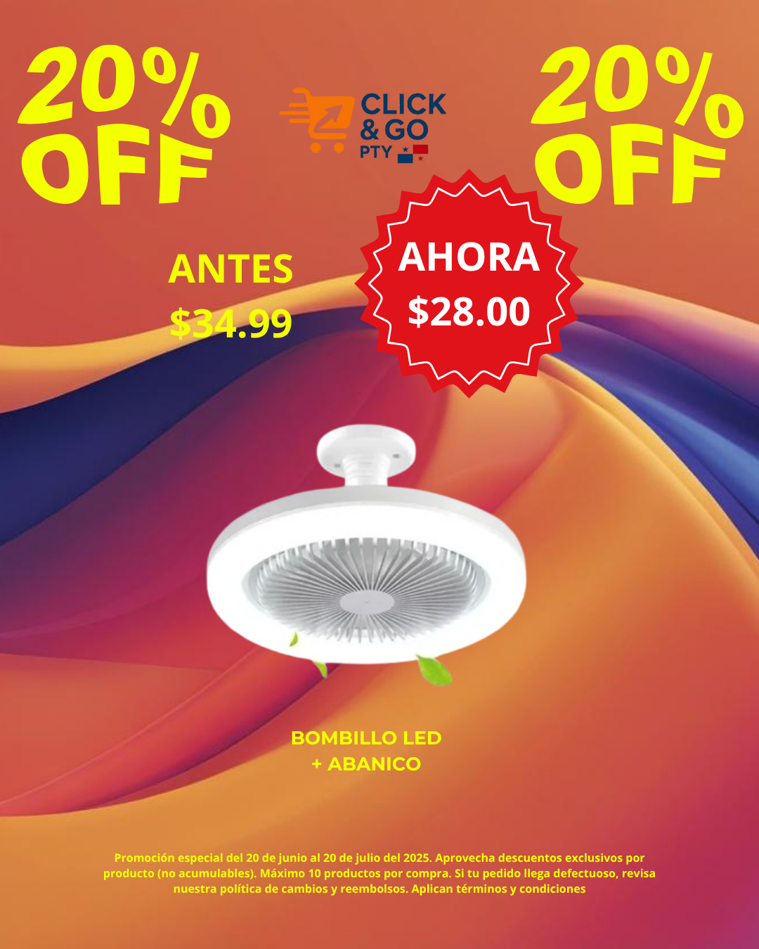 LAMPARA LED + ABANICO DE TECHO